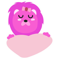 Lion Face Mood with Banner. Cute Wildlife Animal hang on Tag Vector Illustration.