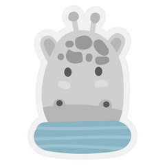 Giraffe Face Mood Sticker. Cute Wildlife Cartoon Animal hang on Tag Vector Illustration.