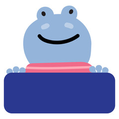 Frog Face Mood with Banner. Cute Wildlife Animal hang on Colorful Tag Vector Illustration.