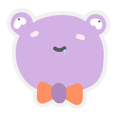 Frog Face Mood Sticker. Cute Wildlife Cartoon Animal hang on Tag Vector Illustration.