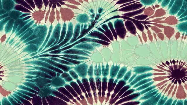 Tie Dye seamless looping animation. Ikat Ethnic animation. Psychedelic Geo animation. Green Tonal Design. Graphic Background. Chocolate Tie Dye Batik. Watercolor Tile animation. Faded Colors.