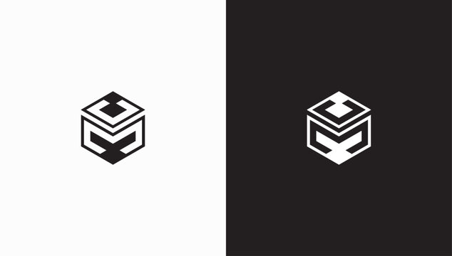 UM VM Letter hexagon logo vector image