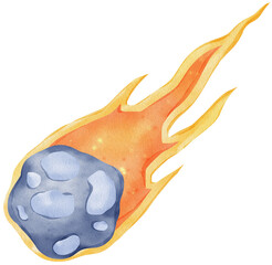 Cosmonaut in space. Astronaut spacecraft rocket in open space watercolor icon png