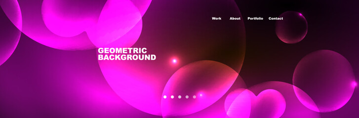 Neon glowing bubbles, circles magic energy space light concept, abstract background wallpaper design