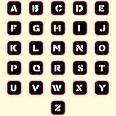 Upper case alphabet set with white color