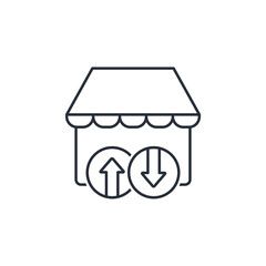 Trade turnover. Vector linear icon isolated on white background.