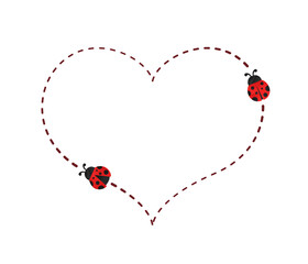 Heart shape flying ladybug trail frame clipart vector illustration © Aletheia Shade