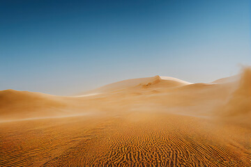 Sand dunes in the desert.