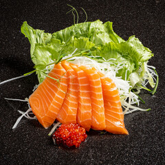 gourmet sashimi with fresh salad