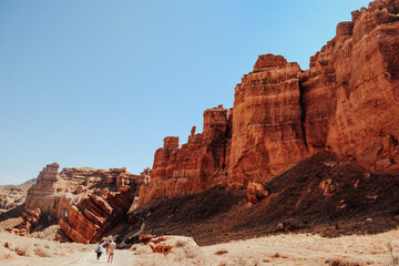 Fototapeta premium Panoramic view of Charyn Canyon in Kazakhstan near Almaty during sunrise