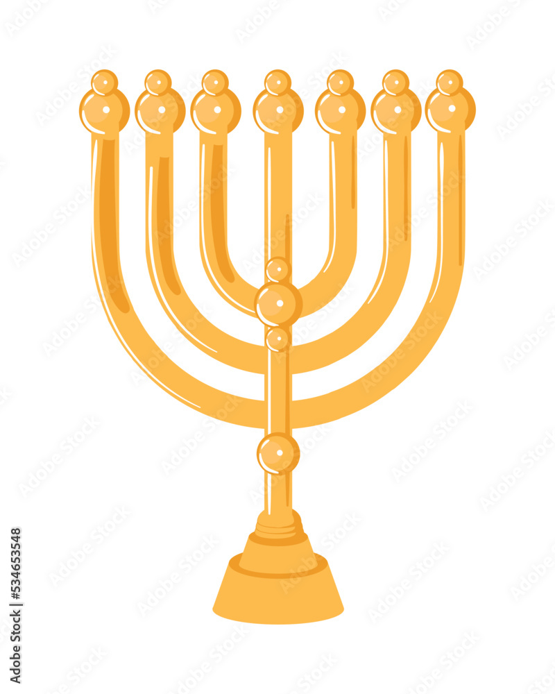 Sticker hanukkah gold menorah