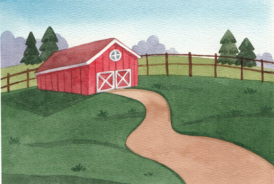 Chicken farm watercolor icon png