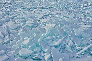 ice hummocks baikal top view texture, abstract background winter broken ice