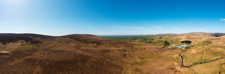 Fototapeta na wymiar aerial panoramic view of summer countryside, Northern Ireland