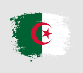 Elegant grungy brush flag with Algeria national flag vector