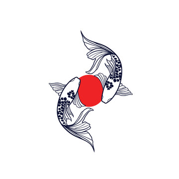 Fish koi logo and symbol vector image	