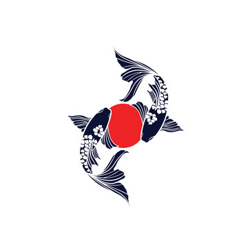 Fish koi logo and symbol vector image	