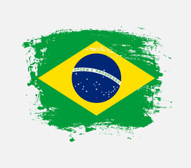 Elegant grungy brush flag with Brazil national flag vector