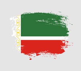Elegant grungy brush flag with Chechnya national flag vector