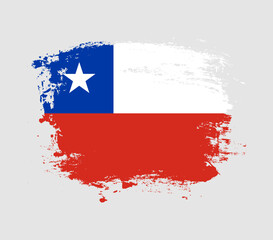 Elegant grungy brush flag with Chile national flag vector