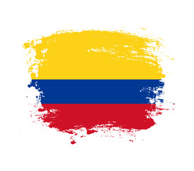 Elegant grungy brush flag with Colombia national flag vector