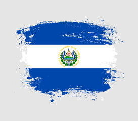 Elegant grungy brush flag with El Salvador national flag vector