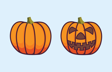 Halloween Illustration Vector Design With Sweet Pumpkin Illustration Clip Art, Creative Minimal Unique Concept.