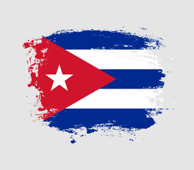 Elegant grungy brush flag with Cuba national flag vector