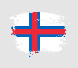 Elegant grungy brush flag with Faroe Islands national flag vector