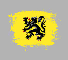 Elegant grungy brush flag with Flanders national flag vector