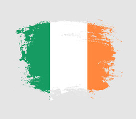 Elegant grungy brush flag with Ireland national flag vector