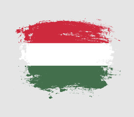 Elegant grungy brush flag with Hungary national flag vector