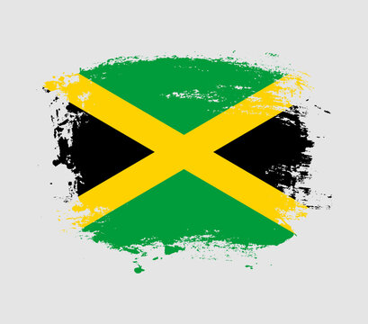 Elegant grungy brush flag with Jamaica national flag vector