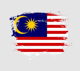 Elegant grungy brush flag with Malaysia national flag vector