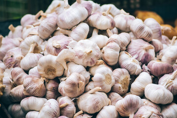 Stall of garlic at the market