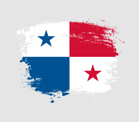 Elegant grungy brush flag with Panama national flag vector