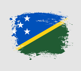 Elegant grungy brush flag with Solomon Islands national flag vector