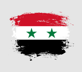 Elegant grungy brush flag with Syria national flag vector