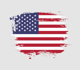 Elegant grungy brush flag with United States of America national flag vector