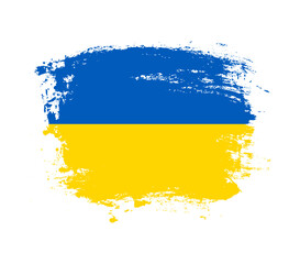Elegant grungy brush flag with Ukraine national flag vector
