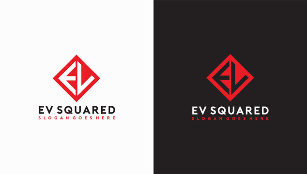 EV Squared letter logo vector image