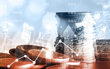 Finance and money technology background concept of business prosperity and asset management ....