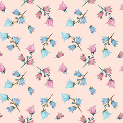 pattern with watercolor wild flowes