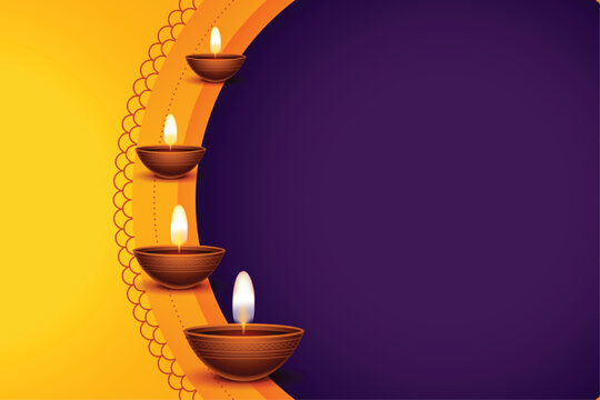 Hindu Diwali Puja Background With Image Or Text Space And Lamp