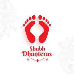 Fototapeta na wymiar shubh dhanteras occasion background with goddess foot print design