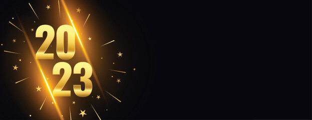 Obraz na płótnie Canvas stylish 2023 new year celebration banner with light sparkle effect