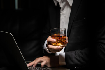 Businessmen in suits drinking  Celebrate whiskey