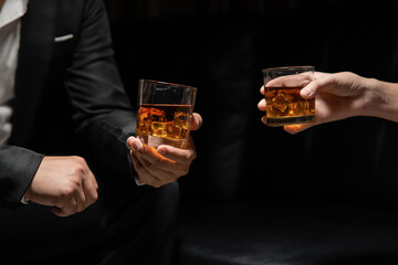 Celebrate whiskey on a friendly party in  restaurant