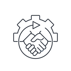 Trade deal. Contractual commercial process.Vector linear icon isolated on white background.