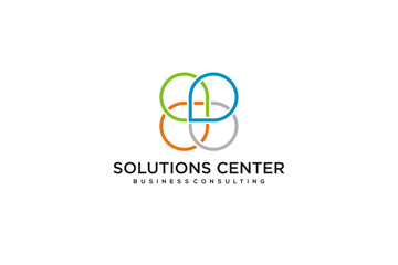 Team work logo design business solution infinity people group iocn symbol